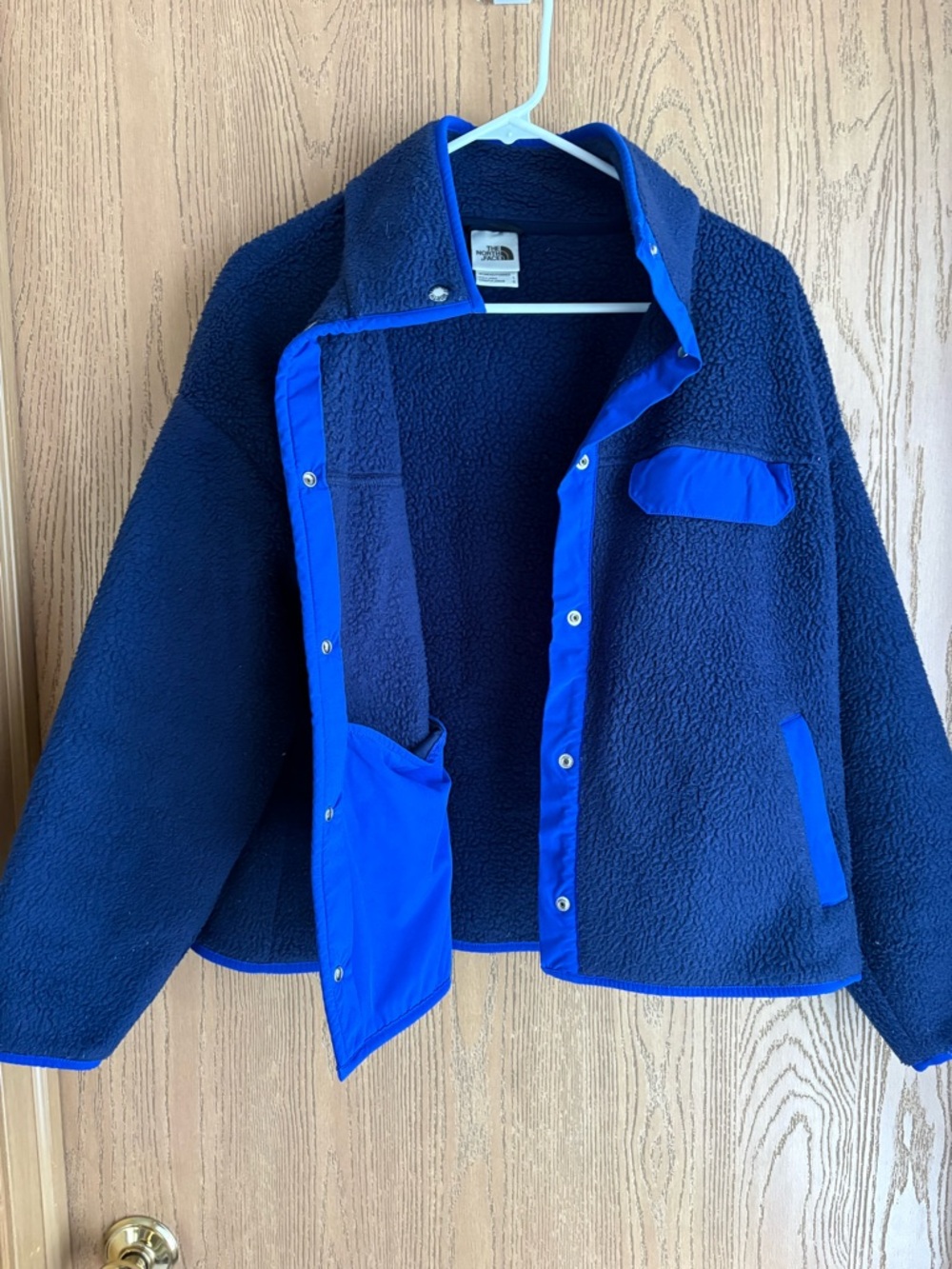 The North Face Dark Navy Sherpa Fleece Jacket with Royal Blue Trim